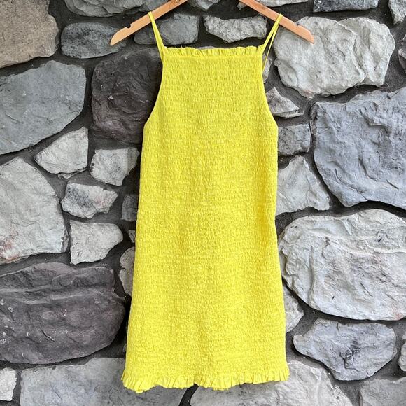 NEW Size Medium Free People Free-Est Iyla Smocked Mini Dress in Blazing Yellow - Picture 3 of 9